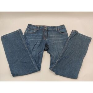 H&M LOGG Womens Bootcut Jeans Size 14 Medium Wash Blue Stretch Mid Rise Denim